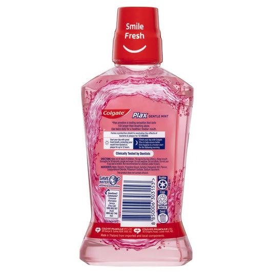 Colgate Plax Alcohol-Free Antibacterial Mouthwash - Gentle Mint 500mL-Auzzi Store
