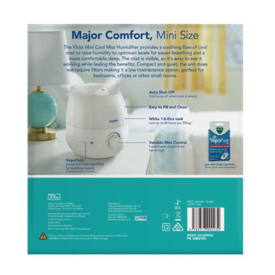 Vicks Mini FilterFree Cool Mist Humidifier - Optimal Humidity for Better Breathing