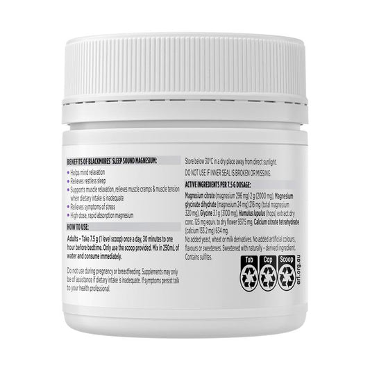 Blackmores Sleep Sound Magnesium Powder 187.5g - Restful Sleep Support – view 2