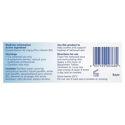 Bepanthen Tattoo Aftercare Ointment - 50g for Healing and Protection