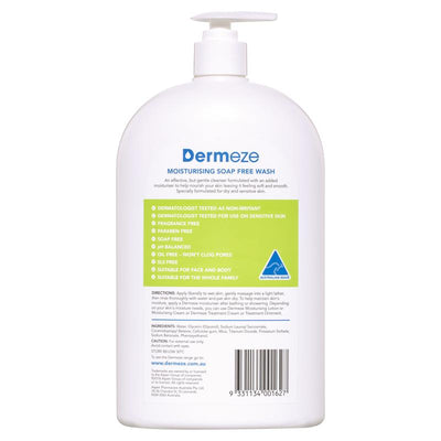 Dermeze Moisturizing Soap-Free Wash 1L – SLS & Fragrance Free for Sensitive Skin