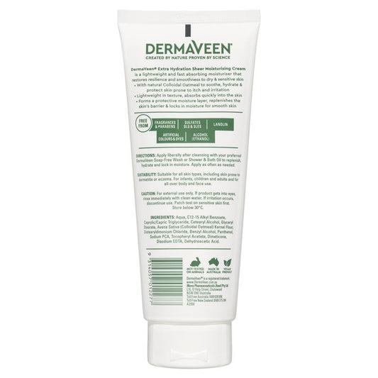 DermaVeen Extra Hydration Sheer Moisturising Cream 200g - Soothing Relief for Dry Skin - Auzzi Store