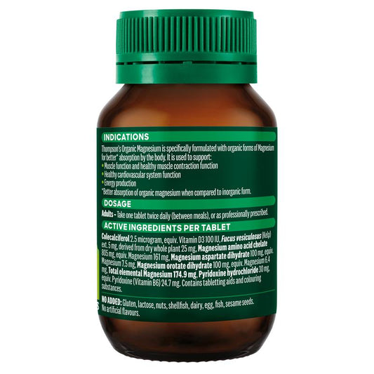 Thompson's Organic Magnesium - 50 Tablets for Muscle Function-Auzzi Store