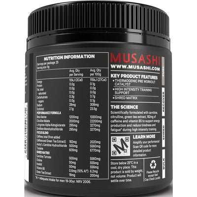 Musashi Pre Workout Shred Green Apple - 225g