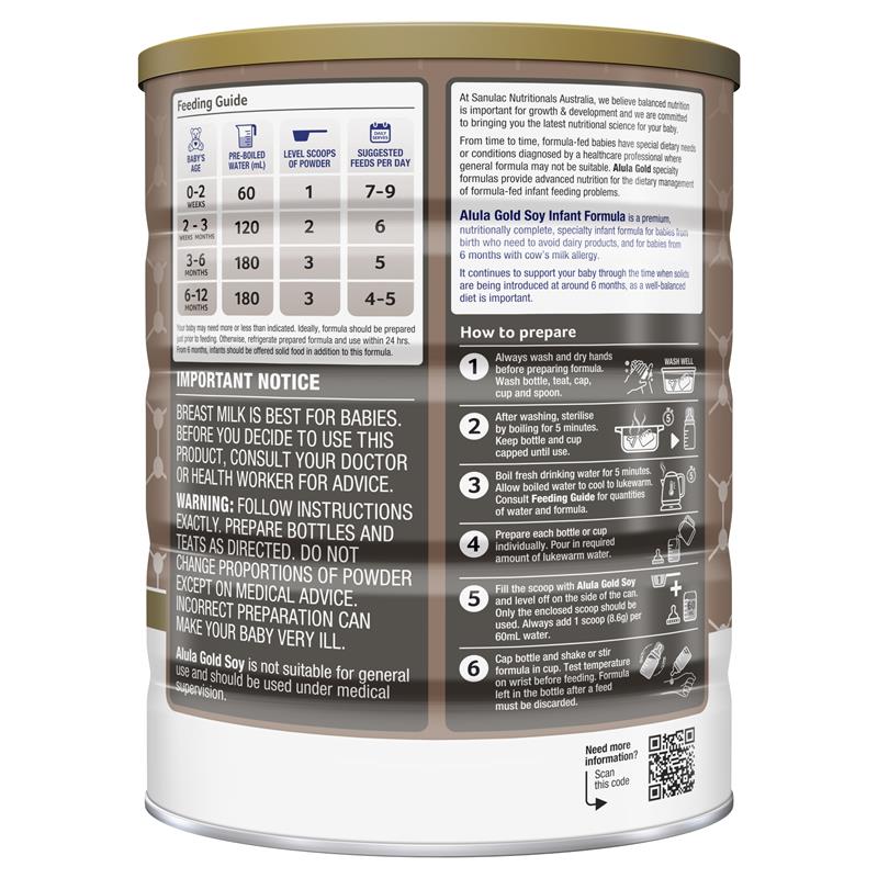 Alula Gold Soy Infant Formula 0-12 Months - 900g - Auzzi Store