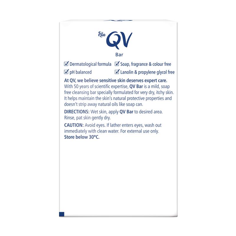 QV Cleansing Bar 100g - Soap-Free, pH Balanced for Sensitive & Dry Skin