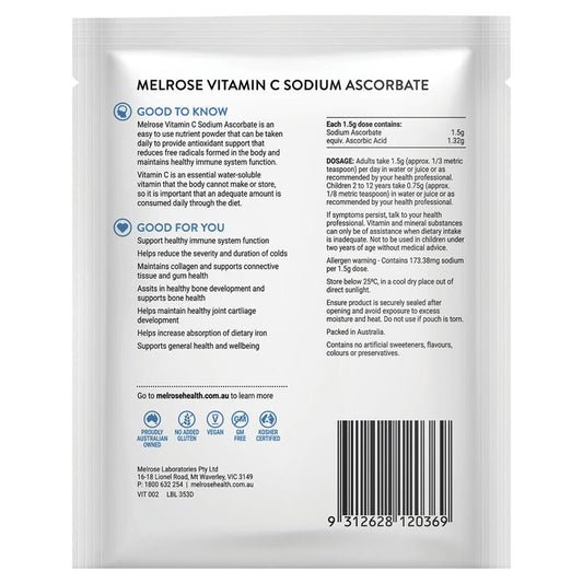 Melrose Vitamin C Sodium Ascorbate Powder 125g – Immune Support Antioxidant – view 2