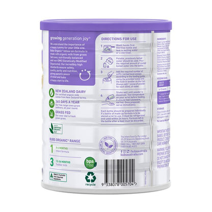 Bubs Organic Grass Fed Follow-on Milk Formula 800g - Ideal for Growing Infants - Auzzi Store