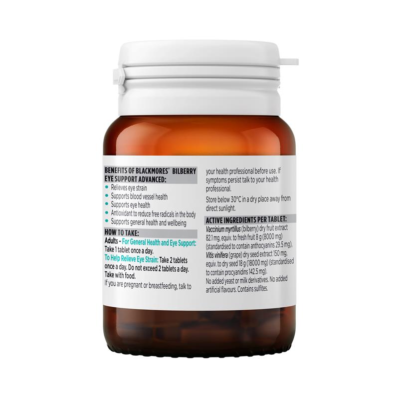 Blackmores Bilberry Eye Support Advanced - 30 Tablets - Auzzi Store