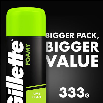 Gillette Sensitive Shave Foam Lemon Lime 333g Value Pack with Aloe Vera
