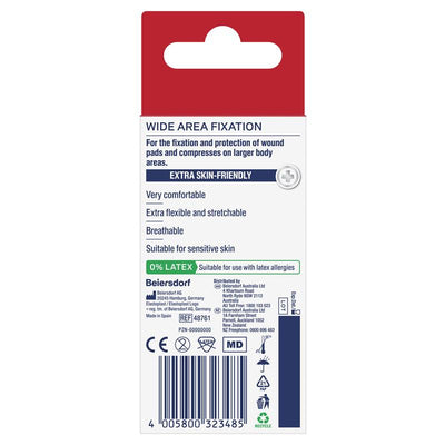 Elastoplast Sensitive Wide Area Fixation Tape 1m x 10cm - Gentle Adhesion for Wound Care