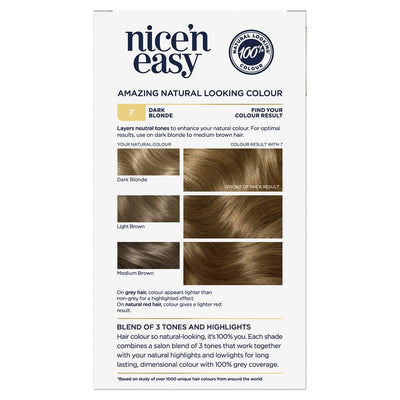Clairol Nice N Easy 7 Natural Dark Blonde Permanent Hair Colour - 173g