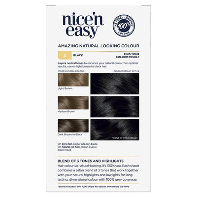 Clairol Nice N Easy 2 Black Permanent Hair Colour 173g