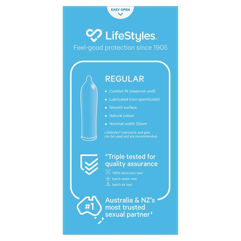 LifeStyles Regular Condoms 10 Pack – Natural Latex, Lubricated, Comfort Fit