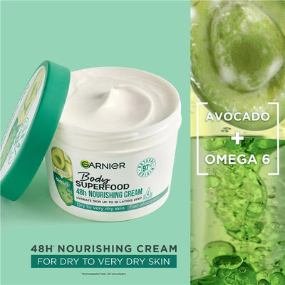 Garnier Body Superfood Avocado & Omega 6 Nourishing Cream 380ml - Deep Hydration for Dry Skin