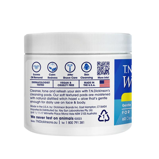 Witch Hazel Face Wipes 60 Count - Refreshing Cleansing Pads-Auzzi Store