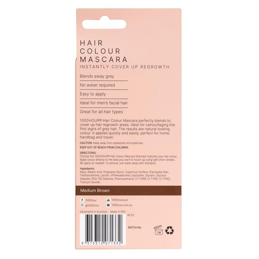 1000 Hour Hair Colour Mascara - Medium Brown 12g - Auzzistore