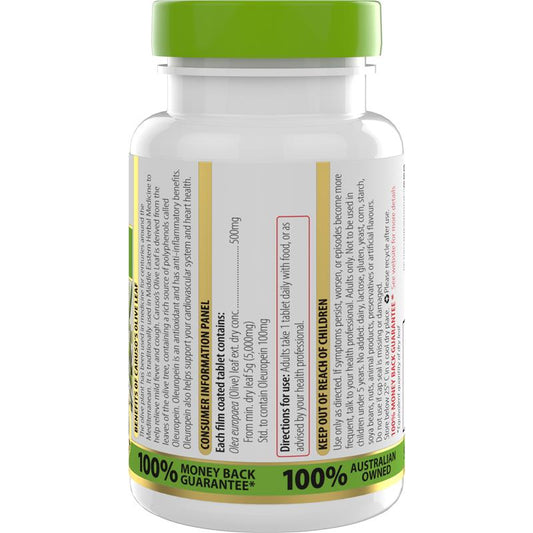 Caruso's Olive Leaf Extract 60 Tablets – Immune & Heart Support – view 2 - Auzzistore