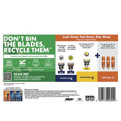 Gillette Fusion5 Power Razor Refills, 10 cartridges –Blades with Precision Trimmer