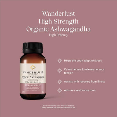 Wanderlust Ashwagandha 400mg High Strength – 90 Vegan Capsules