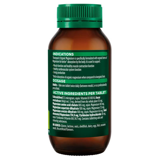 Thompson's Organic Magnesium Tablets - 120 Count, High Absorption – view 2