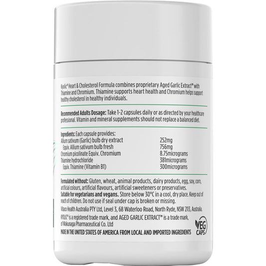 Nutra-Life Kyolic Aged Garlic Extract Heart & Cholesterol Formula 60 Capsules - Heart Health Support – view 2