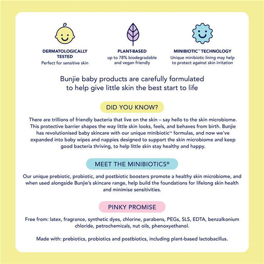 Bunjie Probiotic Eco Nappies Size 5, 13-18kg, 32 Pack - Gentle & Eco-Friendly