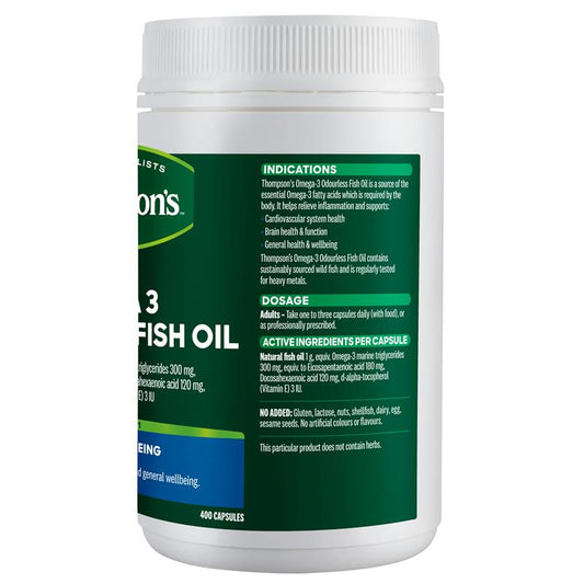 Thompson's Omega-3 Odourless Fish Oil - 400 Capsules