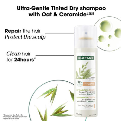 Klorane Dry Shampoo with Oat & Ceramide for Dark Hair - 150ml