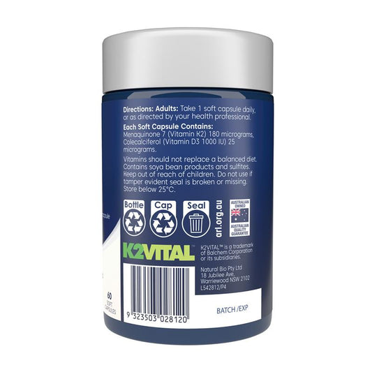Bioglan Vitamin K2 + D3 60 Soft Capsules – Bone & Heart Support – view 2