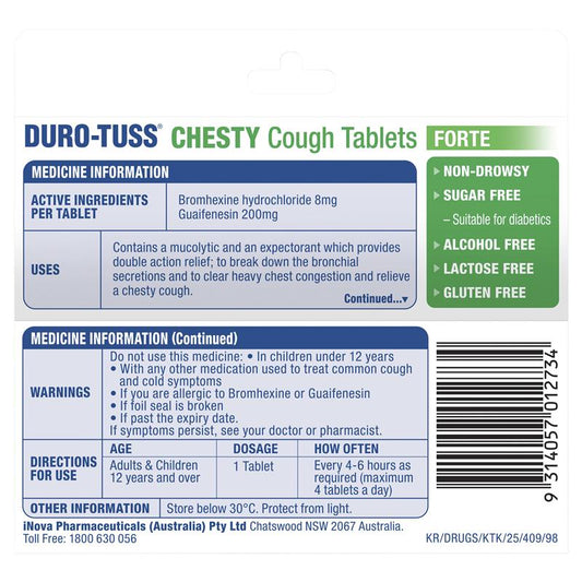 DURO-TUSS Chesty Cough Forte - 60 Tablets-Auzzi Store