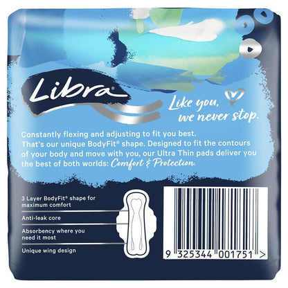 Libra Ultra Thin Regular Menstrual Pads with Curved Wings - 14 Pack