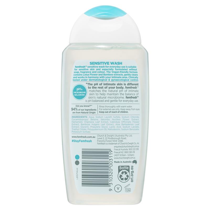 Femfresh Sensitive Wash 250ml – pH Balanced, Soap-Free, Natural Origin