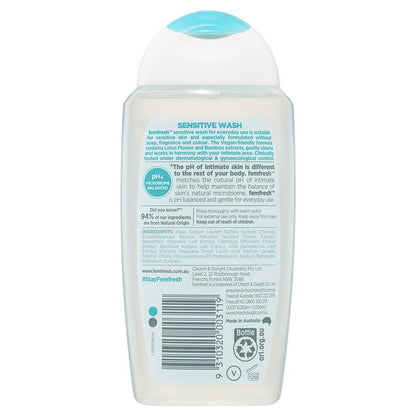 Femfresh Sensitive Wash 250ml – pH Balanced, Soap-Free, Natural Origin