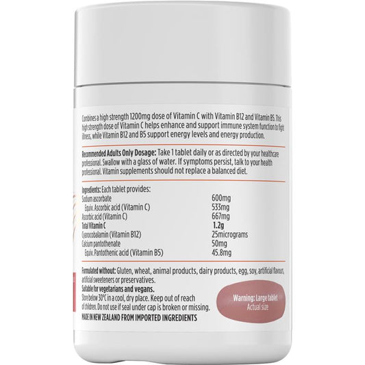 Nutra-Life High Strength Vitamin C 1200mg with B12 & B5 – 60 Tablets – view 2