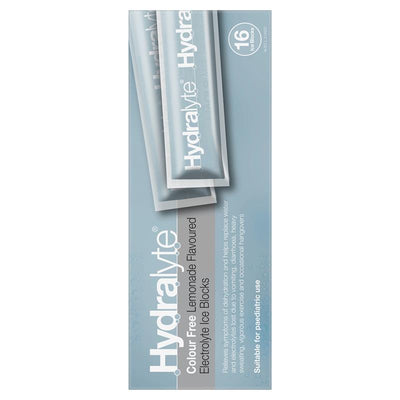 Hydralyte Rehydration Ice Blocks - Colour Free Lemonade Flavour (16 Pack)