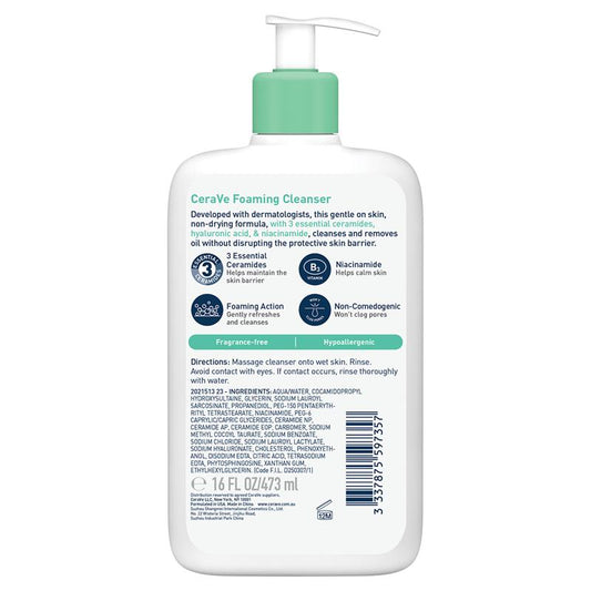 CeraVe Foaming Cleanser 473ml - Deep Clean for Oily Skin - Auzzi Store