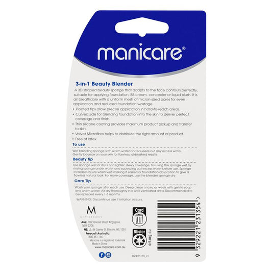 Manicare 3-In-1 Beauty Blender - Flawless Makeup Application
