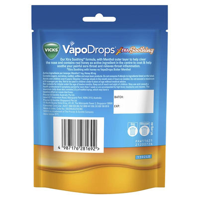 Vicks VapoDrops Xtra Soothing Honey Centre Lozenges - 16 Pack