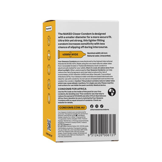 Four Seasons Naked Closer Condoms - 12 Pack for Enhanced Sensitivity - Auzzi Store
