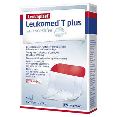 Leukomed T Plus Skin Sensitive Transparent Dressing 5cm x 7.2cm - 5 Pack