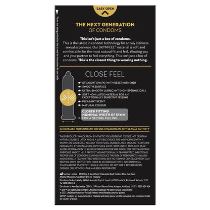 SKYN Close Feel Non-Latex Condoms 10 Pack – Ultra Smooth, Secure Fit