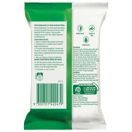Dettol 2 in 1 Antibacterial Hands and Surface Wipes - 15 Pack - Auzzi Store