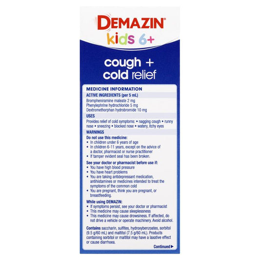 Demazin Kids 6+ Cough + Cold Relief 200ml – view 2 - Auzzistore