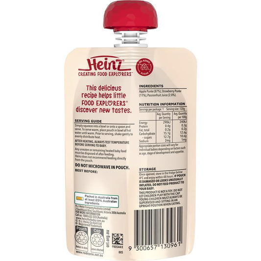 Heinz Apple, Strawberry & Passionfruit Puree Pouch 120g (8m+)-Auzzi Store