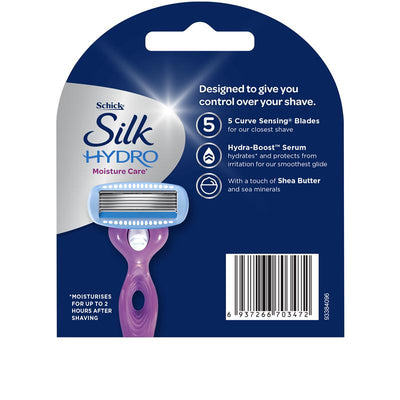 Schick Hydro Silk 4-Pack Shave Refills – 5-Curve Hydrating Blades with Shea Butter