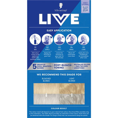 Schwarzkopf Live Colour Semi-Permanent Toner Ice White T1 - Stunning Blonde Finish