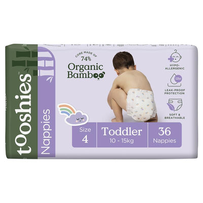 Tooshies Eco Nappies with Organic Bamboo Size 4 Toddler (10-15kg) - 36 Pack