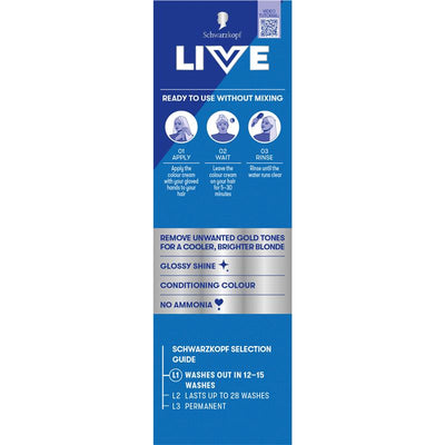 Schwarzkopf LIVE Colour Silver Toner - Semi-Permanent Hair Color, 75ml