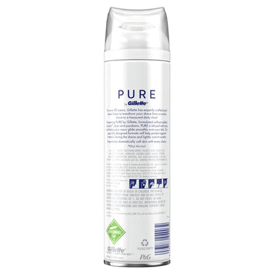 Gillette Pure Shave Foam 245g – Aloe Infused, Paraben & Dye-Free for Sensitive Skin